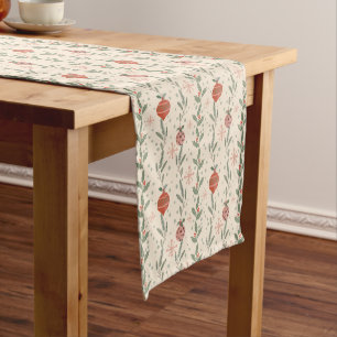 Creatieve elegante retro rode strepen wintergroen korte tafelloper