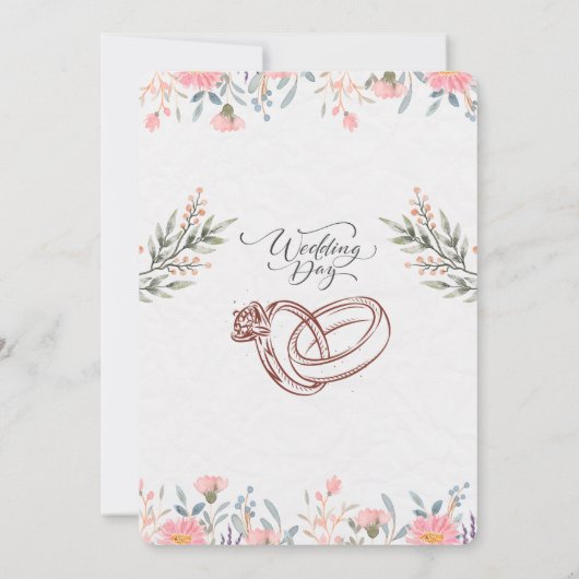 Creatieve Floral Illustratie Bruiloft Uitnodiging (Achterkant)