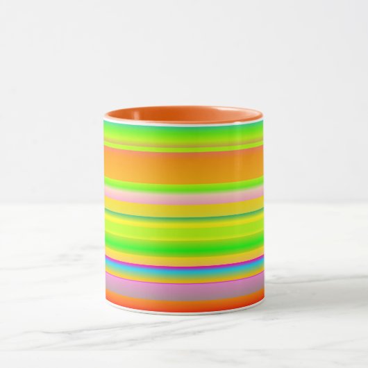 Creatieve heldere veelkleurige artsy gestreepte mo mok (Midden)