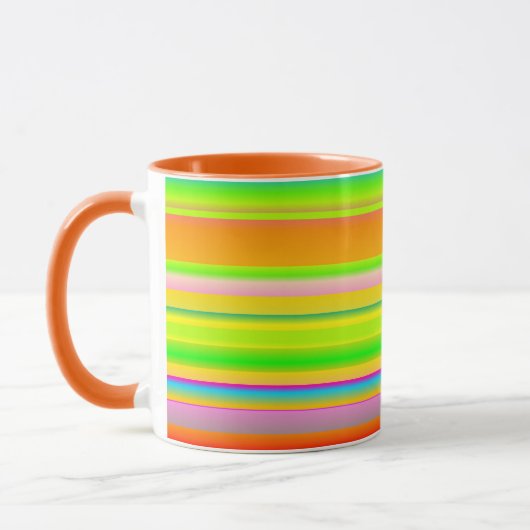 Creatieve heldere veelkleurige artsy gestreepte mo mok (Links)