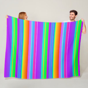 Creatieve heldere veelkleurige artsy striped fleece deken