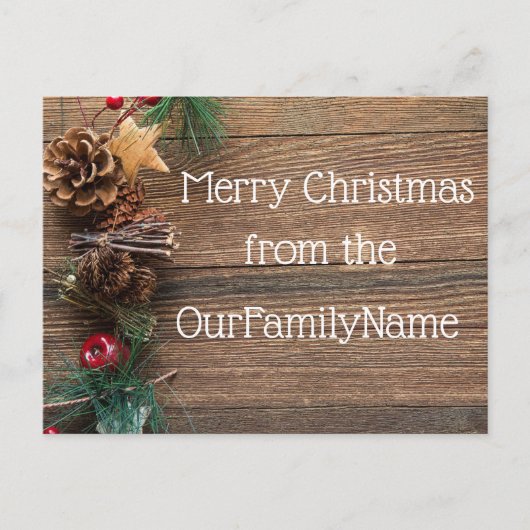 Creatieve houtnerf kerst aangepaste postkaart (Voorkant)