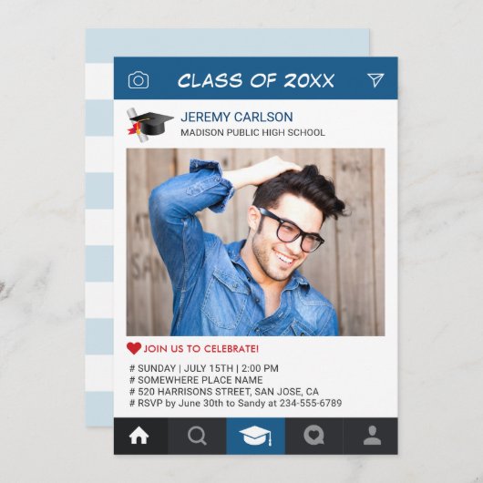 Creatieve Instagram Frame Foto Afstudeerfeest Kaart (Voorkant / Achterkant)