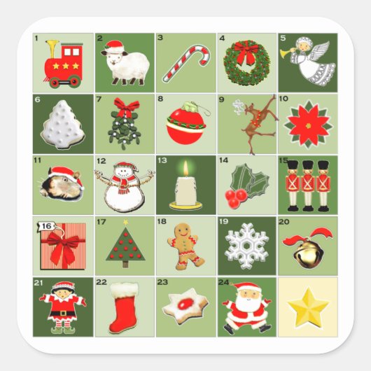 Creatieve Kerst Countdown Vierkante Sticker (Voorkant)