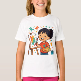 Creatieve Kleine Kunstenaar Meisje – Kleurrijke Sc T-shirt