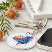 Creatieve kleurrijke Brain Splash Artwork Sleutelhanger (Voorkant Rechts)