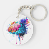 Creatieve kleurrijke Brain Splash Artwork Sleutelhanger (Achterkant)