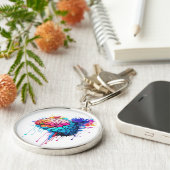 Creatieve kleurrijke Brain Splash Artwork Sleutelhanger (Zijkant)