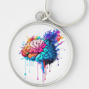 Creatieve kleurrijke Brain Splash Artwork Sleutelhanger