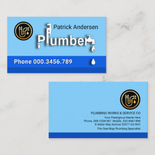 Creatieve Loodgieter Signage Blauw Water Visitekaartje