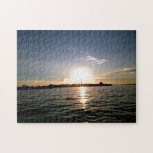 Creatieve Mackinaw city zonsondergang foto legpuzz Legpuzzel