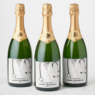 Creatieve medische school afstuderen sparkling wijnetiket