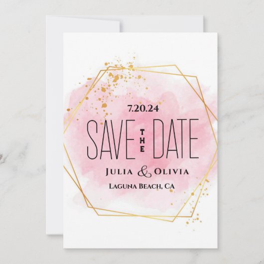 Creatieve Moderne Waterverf sparen de Datum Save The Date (Voorkant)