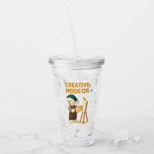 Creatieve modus aan: schilder Bichon-hond kunstena Acryl Drinkbeker