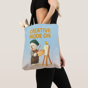Creatieve modus aan: Schilder Bichon-hond Kunstena Draagtas