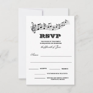 Creatieve muzikanten pianotoetsen bruiloft RSVP kaartje