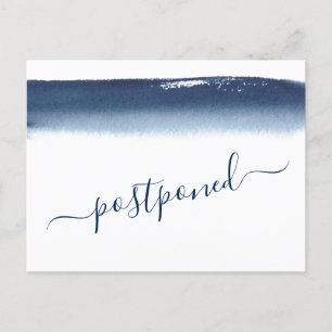 Creatieve Navy Blauwe Aquarel Huwelijksuitstel Aankondigingskaart