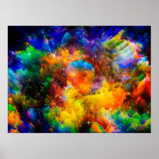 Creatieve opstelling van fractale elementen, licht poster