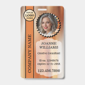 Creatieve Oranje Stijlvolle Professionele Medewerk Badge (Voorzijde)