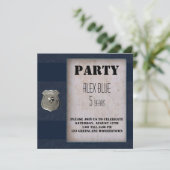 Creatieve politiebabyshower met blauwe 5e verjaard kaart (Staand voorkant)