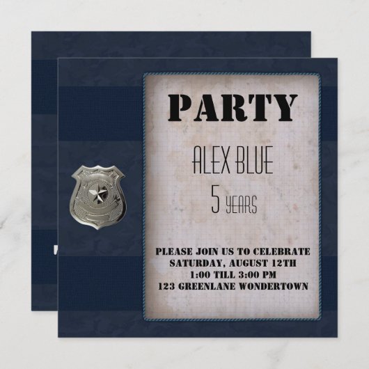 Creatieve politiekleuren blauwe 5e verjaardag kaart (Voorkant / Achterkant)