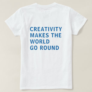 Creatieve quote blauwe typografie achterkant afdru t-shirt