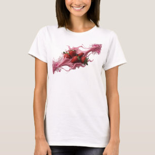 Creatieve Roze Abstracte Aardbeien Draagbare Kunst T-shirt