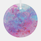 Creatieve roze-blauwe textuur, verfvlekken. glas ornament (Voorkant)