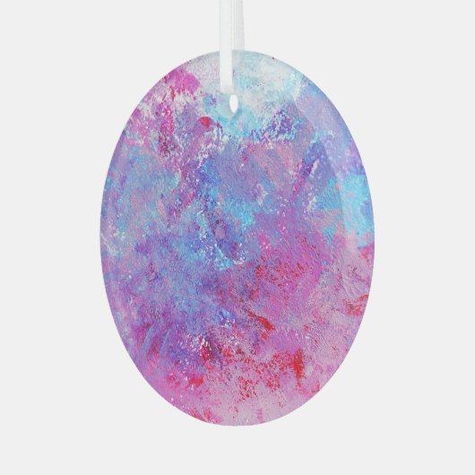 Creatieve roze-blauwe textuur, verfvlekken. glas ornament (Voorkant links)