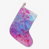 Creatieve roze-blauwe textuur, verfvlekken. kleine kerstsok (Voorkant (Hangend))