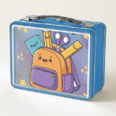 Creatieve schoolbus gemaakt van schoolbenodigdhede (Achterkant)
