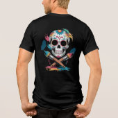 Creatieve Sugar Skull en gekruiste verf Borstels A Tri-Blend Shirt (Achterkant)