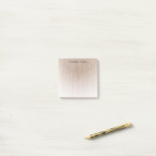 Creatieve tekst Bruin hout Kijk Sjabloon Post-it® Notes (Op bureau)