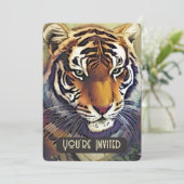 Creatieve Tijger Uitnodiging met QR Code (Staand voorkant)