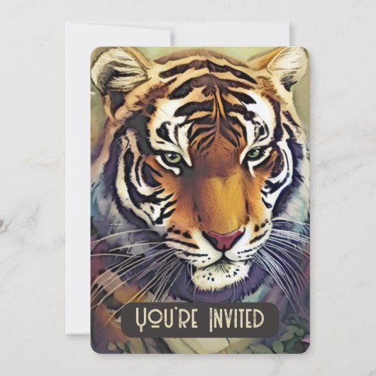 Creatieve Tijger Uitnodiging met QR Code (Voorkant)