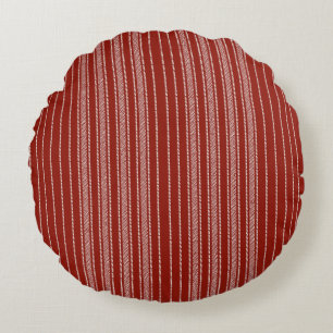 Creatieve tikkende streep – Heritage roestkleur Rond Kussen