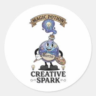 Creatieve Vonk Magische Drank Retro Kunstenaar Mas Ronde Sticker