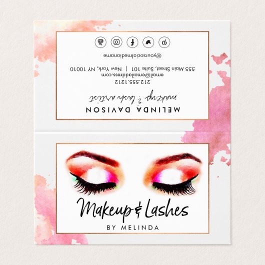 Creatieve Waterverf Ogen Make-up/Wimpers Nazorg Visitekaartjes (Buitenkant ongevouwen)