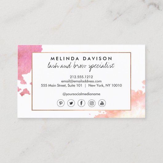 Creatieve Waterverf wimpers/wenkbrauwen Visitekaartje (Achterkant)