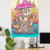Creatieve Wild Psychedelic Mushroom Woning Art Poster (Thuiskantoor)