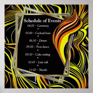 Creatieve zwarte, gele en Oranje naadloze abstract Poster