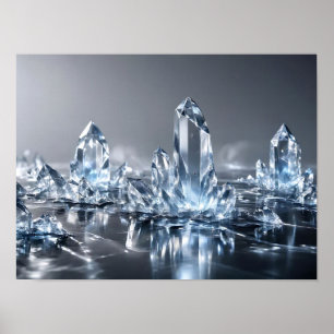 Création de cristal bleu argenté Art mural abstrai