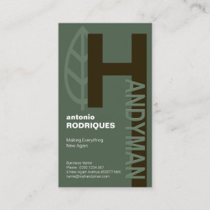 Creative Alphabet-H Handyman Service in reliëf Visitekaartje