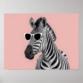 Creative Animal Concept: Zebra met zonnebril Poster