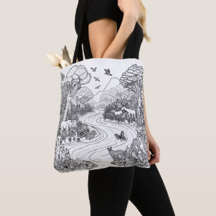 Creative Animal Natuur Line Kunstkleuren Draagtas
