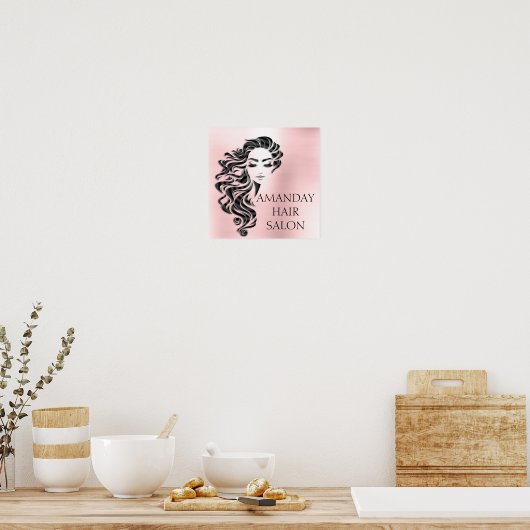 Creative Beauty Salon Lashes Hair Extension Roze Poster (Keuken)