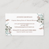Creative Bee Apiary Floral Rustic Visitekaartje (Achterkant)