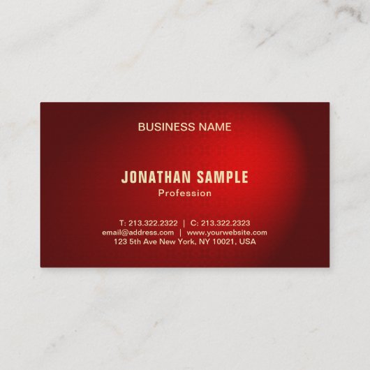 Creative Black Red Damask Luxe Professional Plain Visitekaartje (Achterkant)