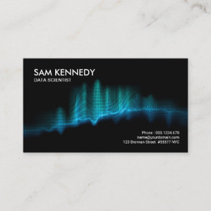 Creative Blue Binary Wave Flame Data Scientist Visitekaartje