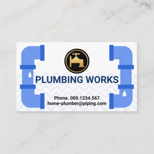 Creative Blue Leaking Plumbing Pipe Visitekaartje (Voorkant)